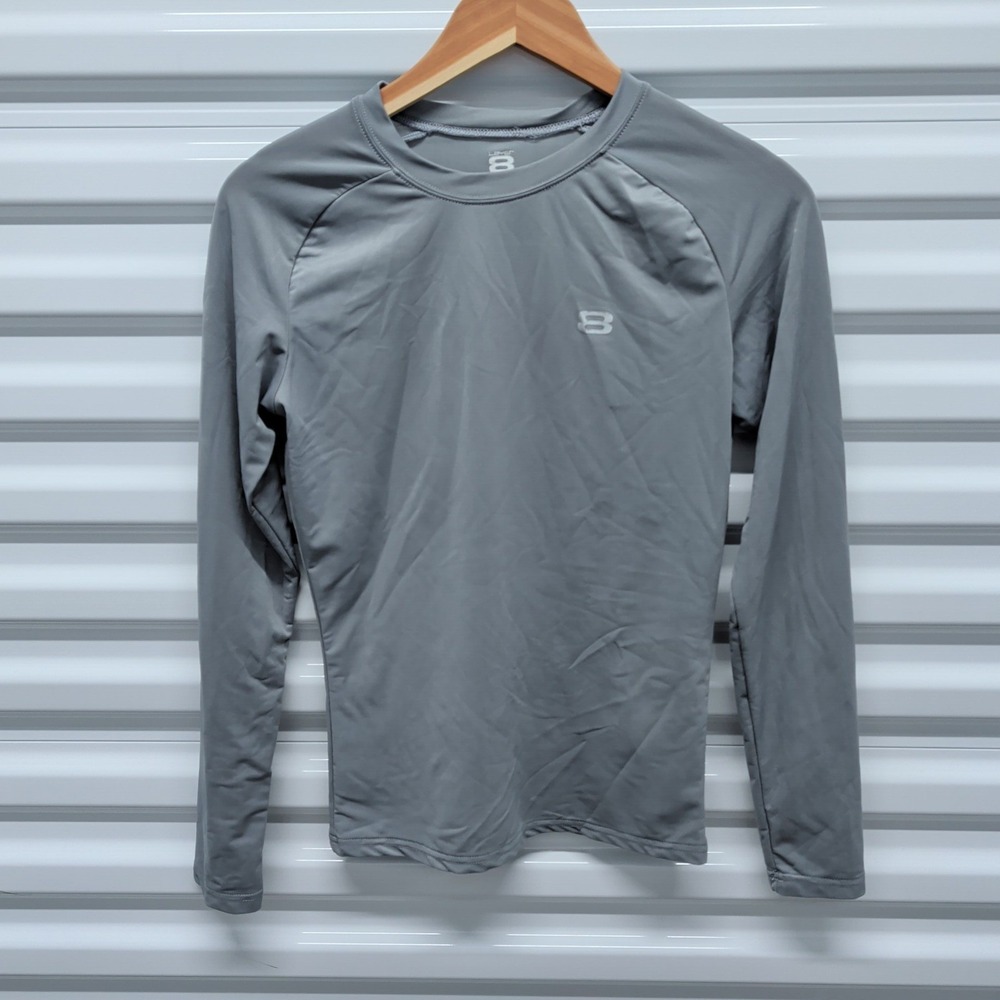 Layer 8 Shirt Size Medium Mens Gray Long Sleeve Performance Athletic Gym‎ Top